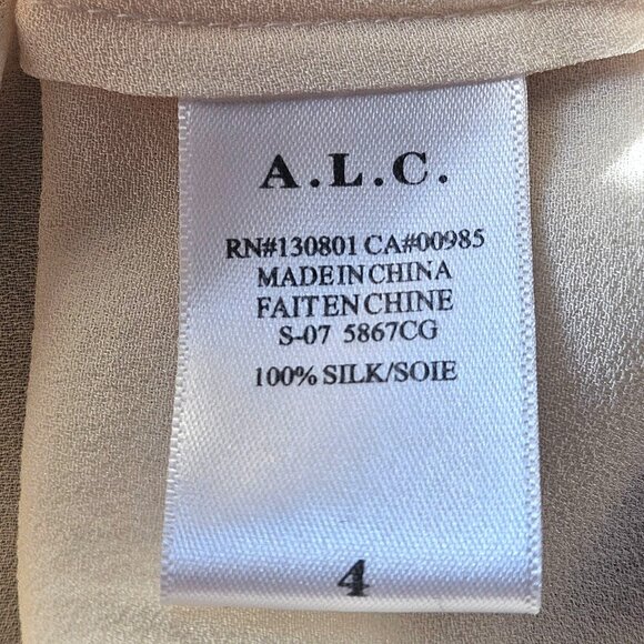 A.L.C. Women’s Ivory Silk Blouse 4 V-Neck Quiet Luxury Old Money Clean Girl - Picture 6 of 11